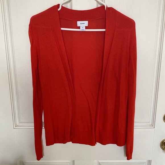 Open Front Long Sleeve Lightweight Cardigan XS Red Orange - Picture 3 of 8